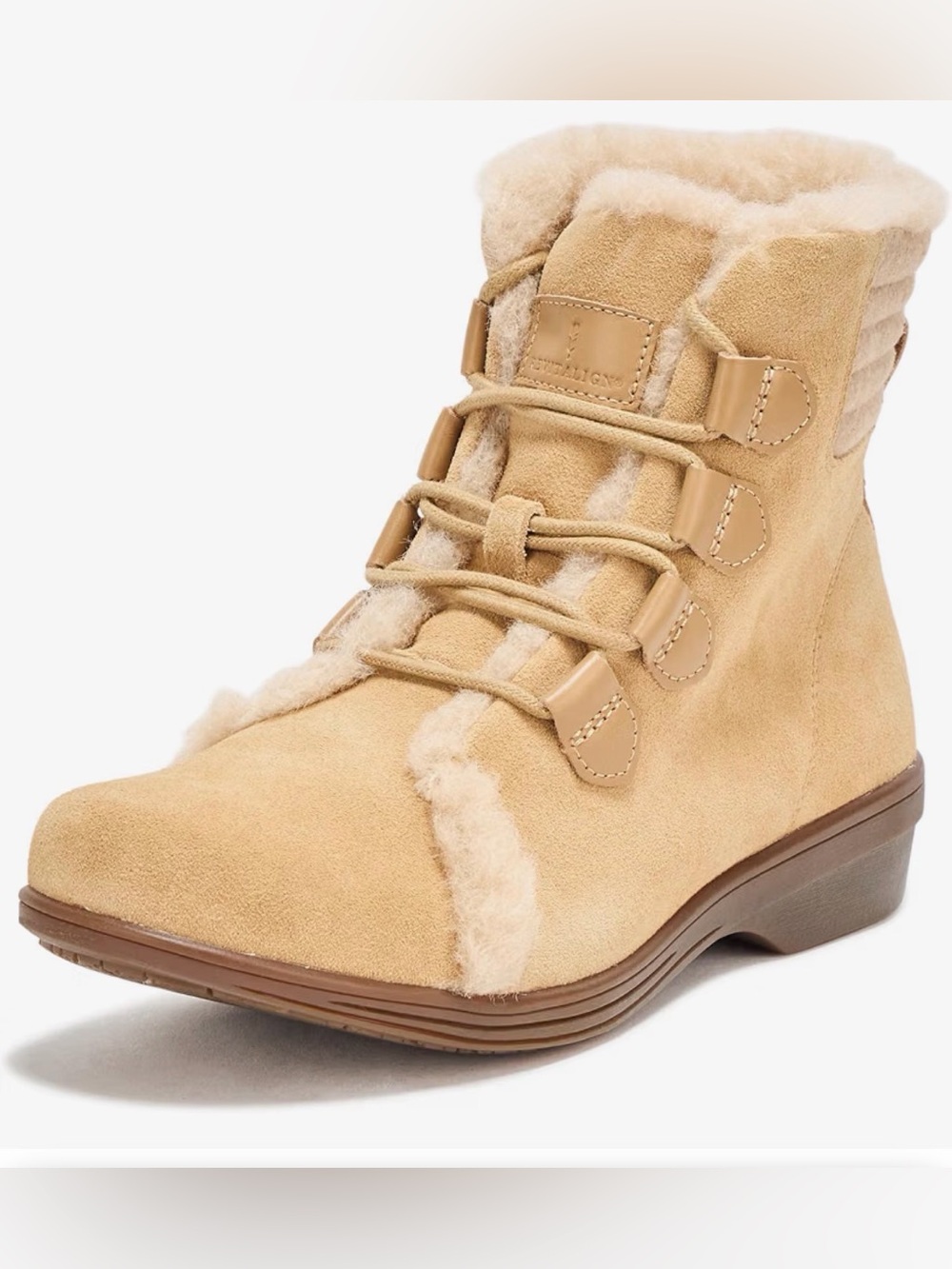 S34 REVITALIGN Tan Suede Shearling Arch support Lace-Up Ankle Boot NWT 7.5
